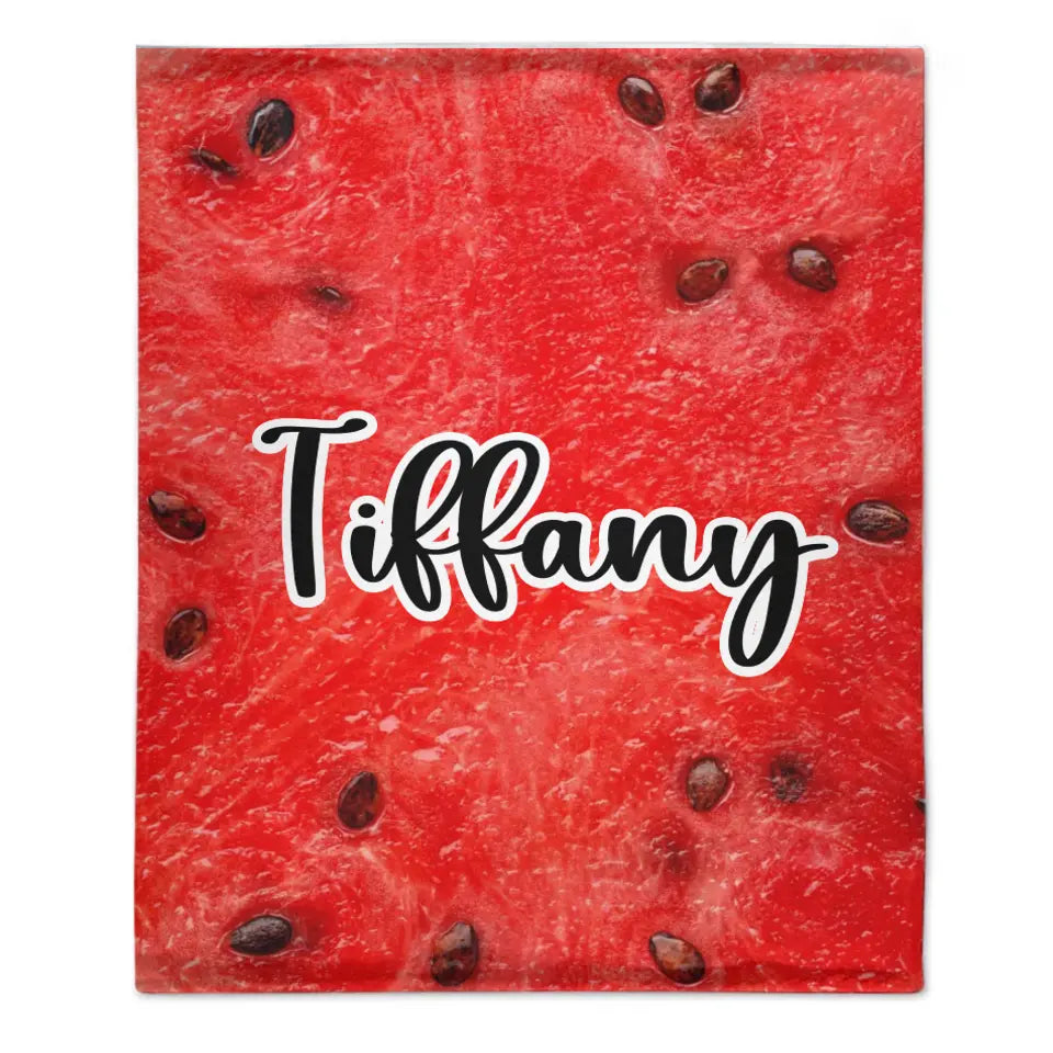 Name Customized Funny Watermelon Food Blanket, Gifts for Kids and Family and Friends