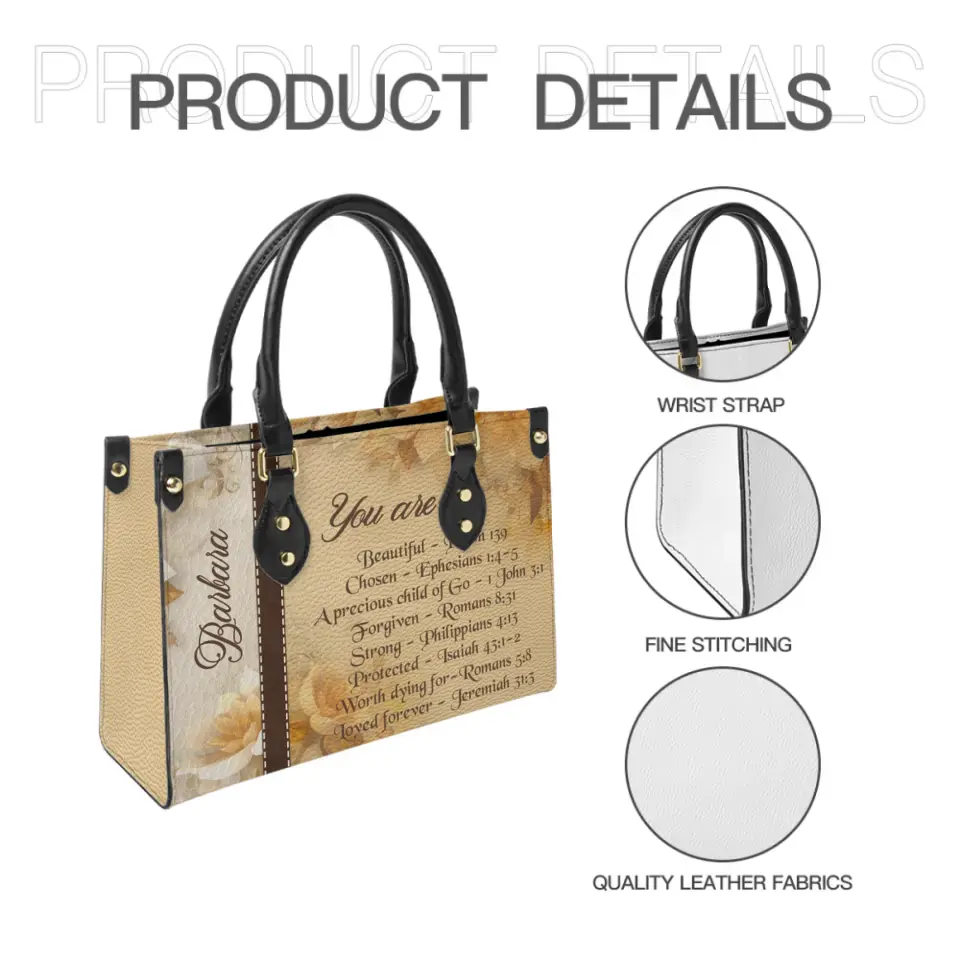 Personalized Christianart Leather Bag - You Are Protected Beautiful Strong Loved Leather Bag