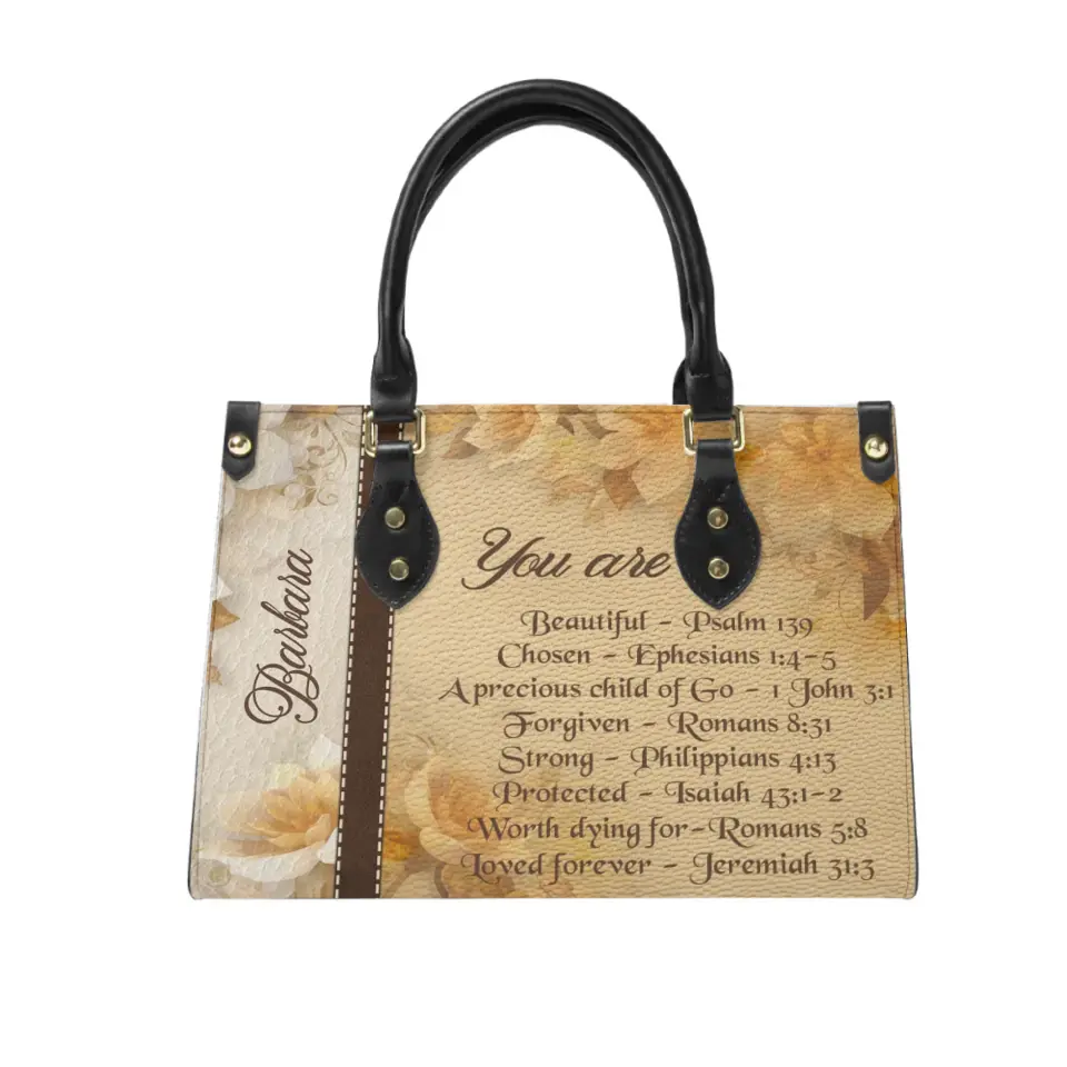 Personalized Christianart Leather Bag - You Are Protected Beautiful Strong Loved Leather Bag