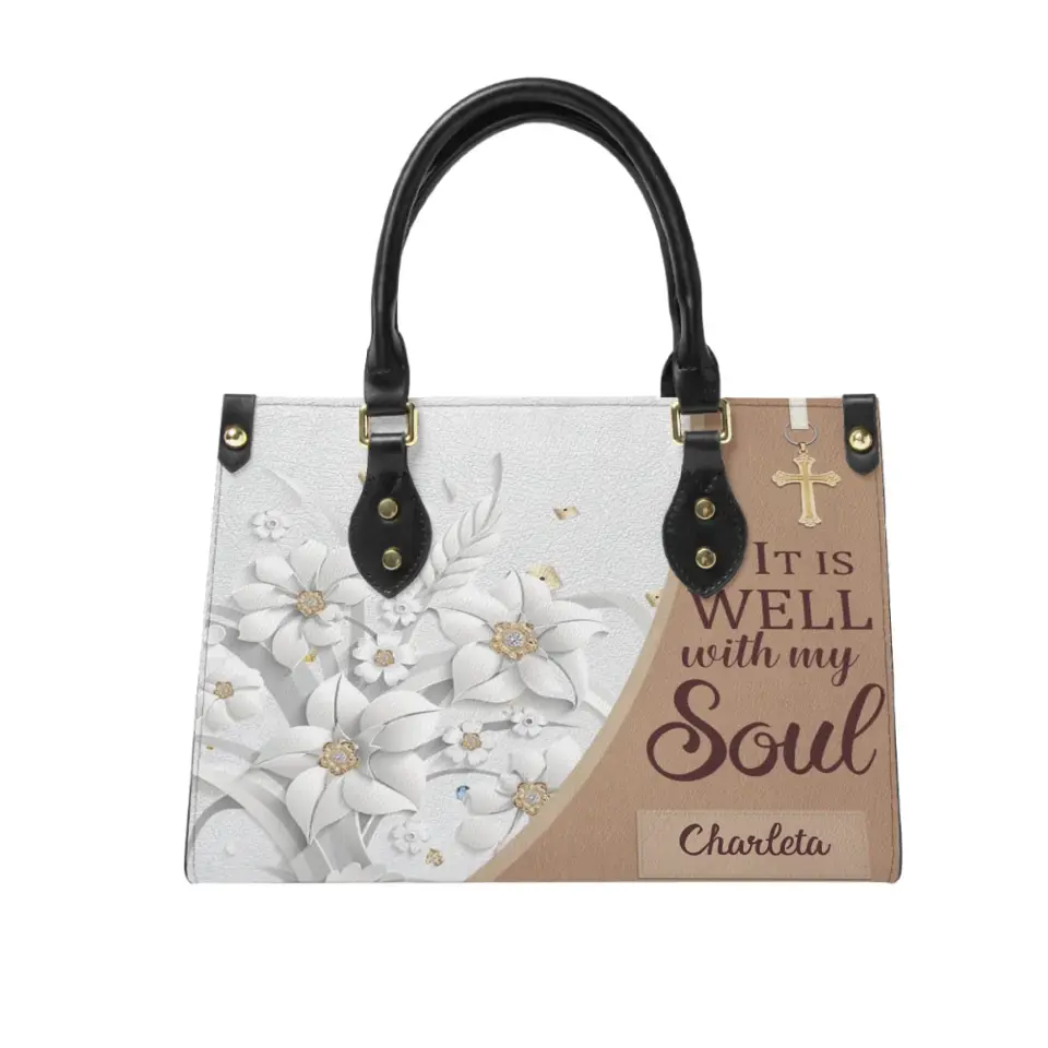 Personalized Gifts Christianart Leather Bag, It Is Well With My Soul, Gifts for Women