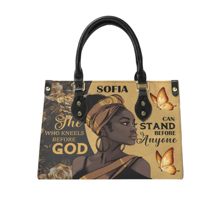 She Who Kneels Before God Can Stand Before Anyone - Personalized Leather Bag