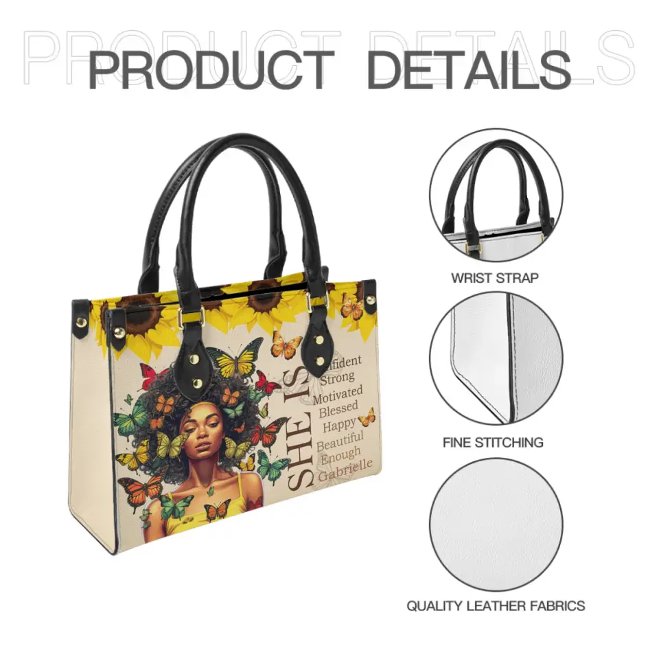 She Is - Personalized Leather Bag