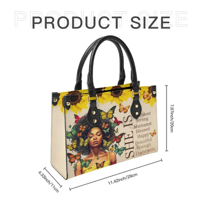 She Is - Personalized Leather Bag