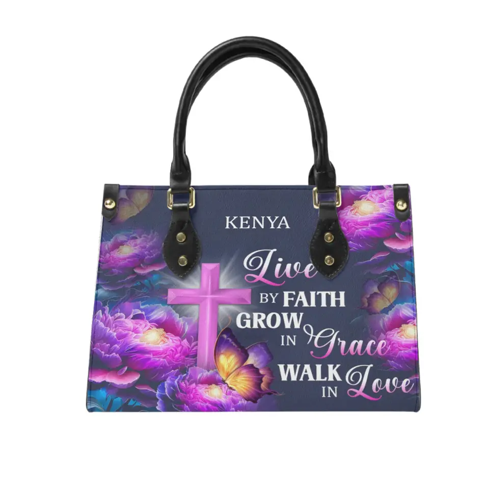 Live By Faith - Personalized Leather Bag