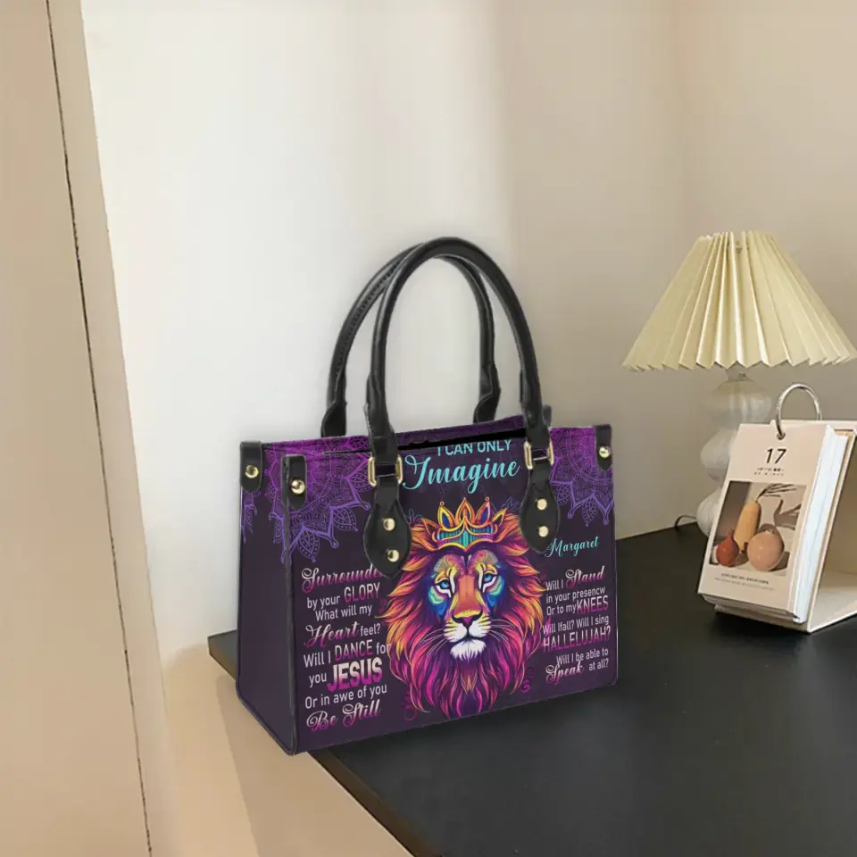 Personalized Leather Bag - Lion I Can Only Imagine