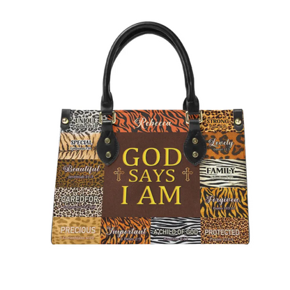 Personalized Leather Bag - God Says I Am Unique