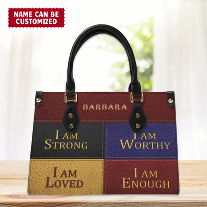 Personalized Gifts Christianart Leather Bag - I Am Enough, I Am Loved, Gifts for Women