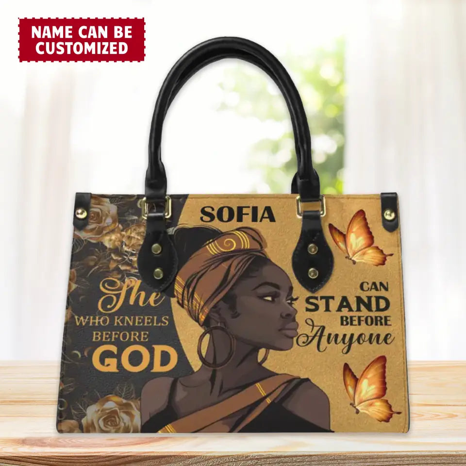 She Who Kneels Before God Can Stand Before Anyone - Personalized Leather Bag