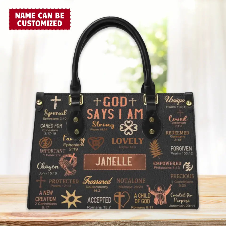 God Says I Am - Personalized Leather Bag