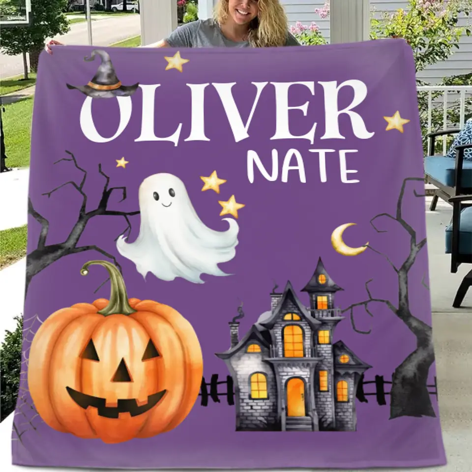 Halloween Blanket, Personalized Name Halloween Baby Blanket