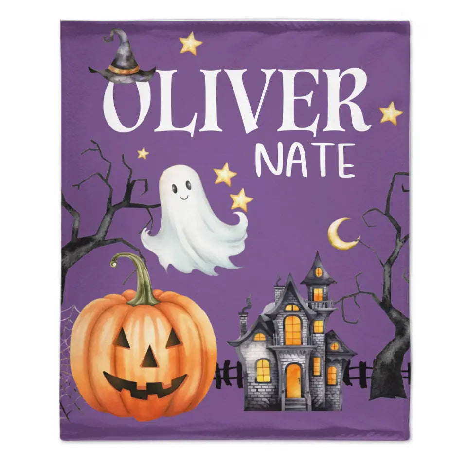 Halloween Blanket, Personalized Name Halloween Baby Blanket