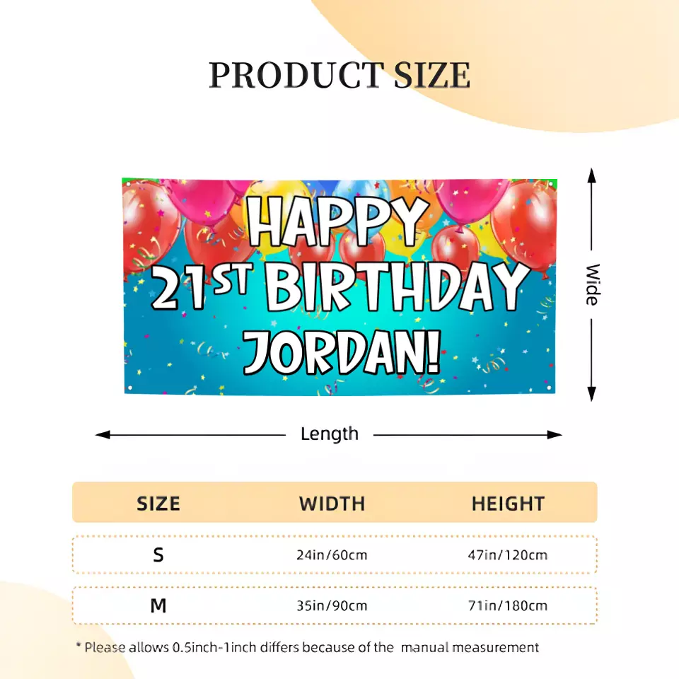 Personalized Balloon Ribbon Birthday Banners - Birthday Decoration Hanging Banner