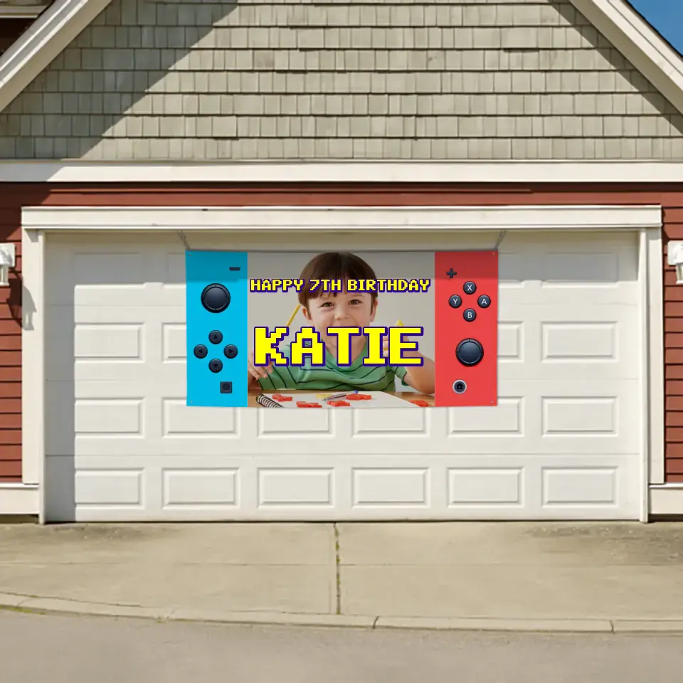 Personalized Birthday Banner Video Game Console Children Kids Party Birthday Decoration