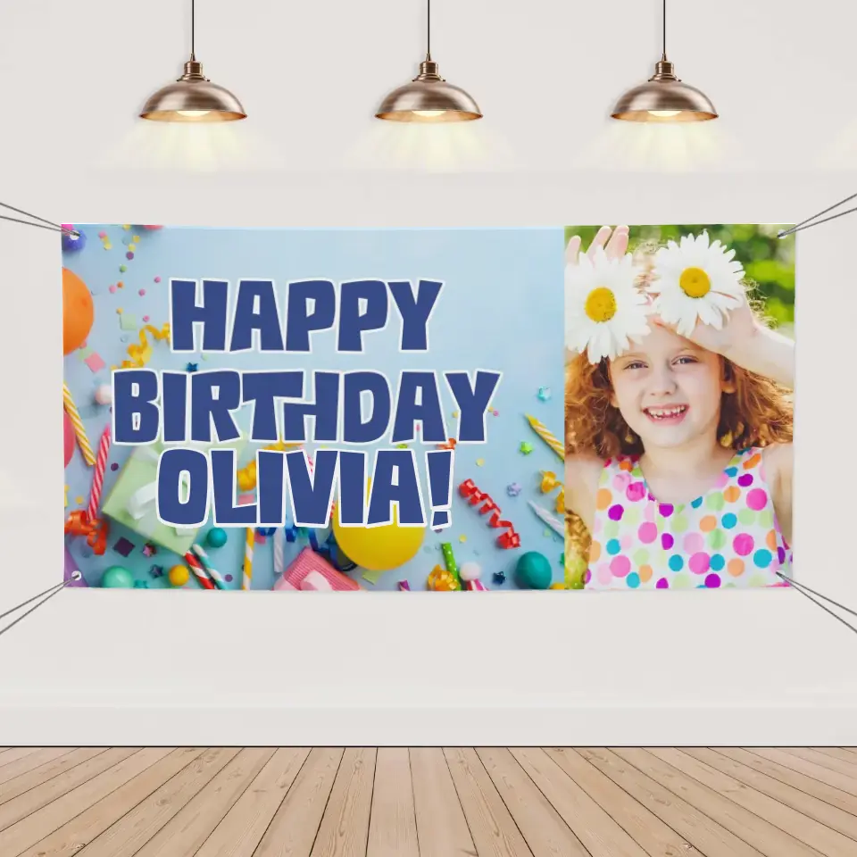 Celebrate With A Blue Theme, A Custom Photo Birthday Banner Just For You!