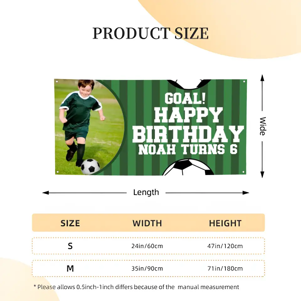 Run Towards Happiness, Green Football Birthday Banner Cheers You On