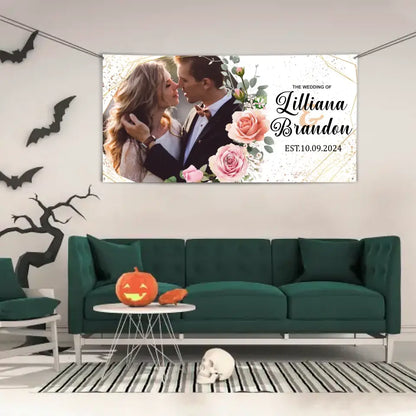 Personalized Photo Name Date Banner Gifts Fo Wedding Party Signs Indoor Outdoor Decorations