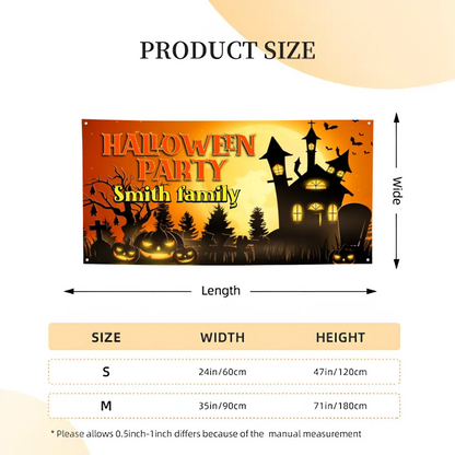 Personalized Halloween Party Banner, Orange Cemetery