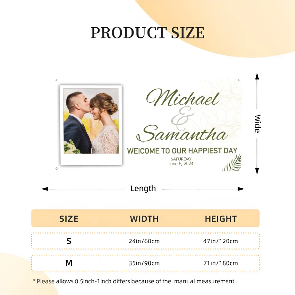 Personalized White Wedding Banner With Custom Photo And Name