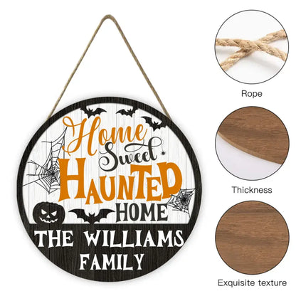 Home Sweet Haunted Home - Personalized Shaped Wood Sign, 2 Layers Sign - Gift For Family, Halloween Gift