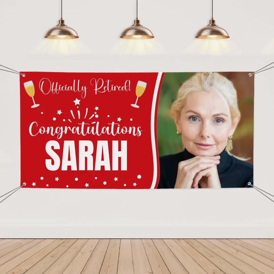 Custom Officially Retirement Banner - Personalized Congratulations Happy Retirement Banner Sign - Gift For Retirees