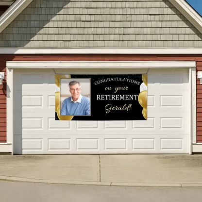 Custom Banner With Name And Photo - Personalized Congratulations On Your Retirement Party Banner - Gift For Retirees