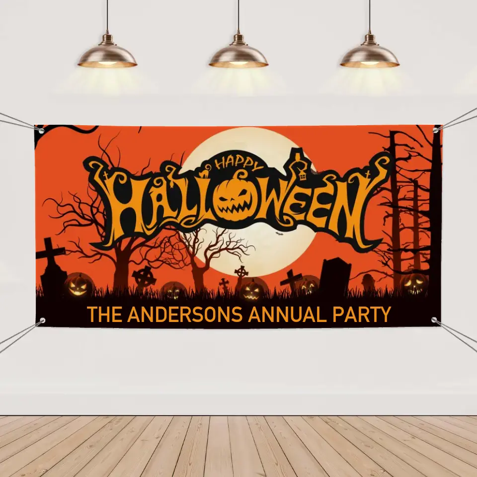 Custom Halloween Decoration Banner - Personalized Pumpkin Banner - Gift For Family,Friend,Children