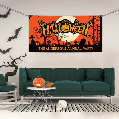 Custom Halloween Decoration Banner - Personalized Pumpkin Banner - Gift For Family,Friend,Children