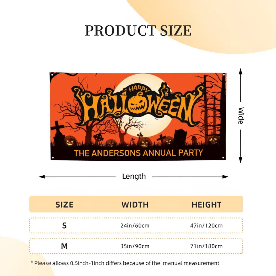 Custom Halloween Decoration Banner - Personalized Pumpkin Banner - Gift For Family,Friend,Children