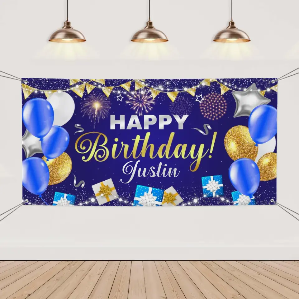 Happy Birthday Backdrop Banner - Personalised Party Banner - Gift For Birthday Person