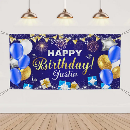 Happy Birthday Backdrop Banner - Personalised Party Banner - Gift For Birthday Person