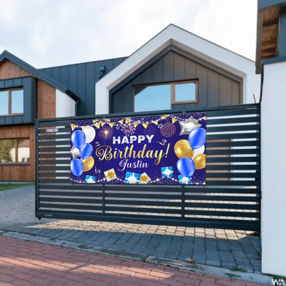 Happy Birthday Backdrop Banner - Personalised Party Banner - Gift For Birthday Person