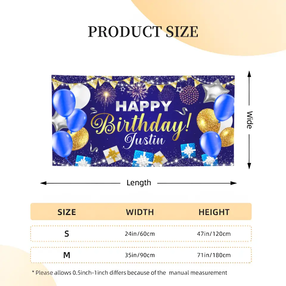 Happy Birthday Backdrop Banner - Personalised Party Banner - Gift For Birthday Person