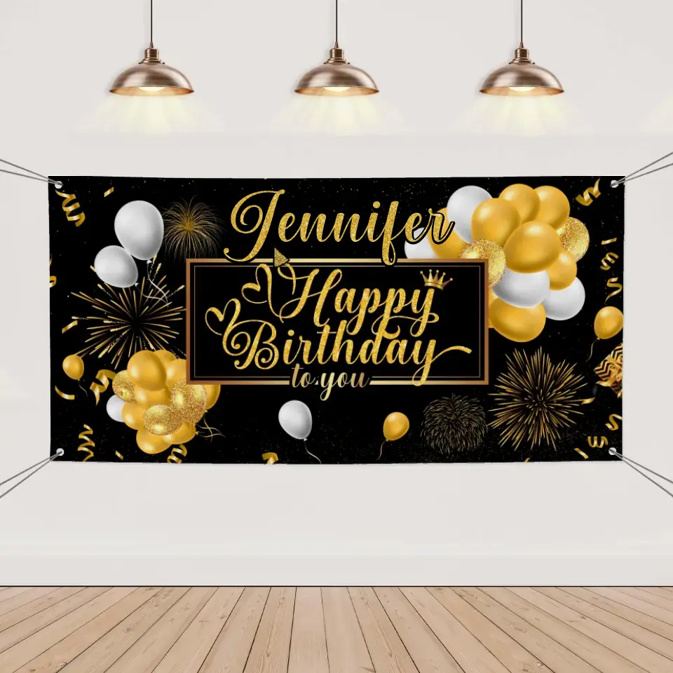 Happy Birthday Backdrop Banner - Personalised Party Banner - Gift For Birthday Person