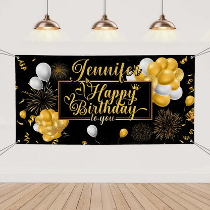 Happy Birthday Backdrop Banner - Personalised Party Banner - Gift For Birthday Person