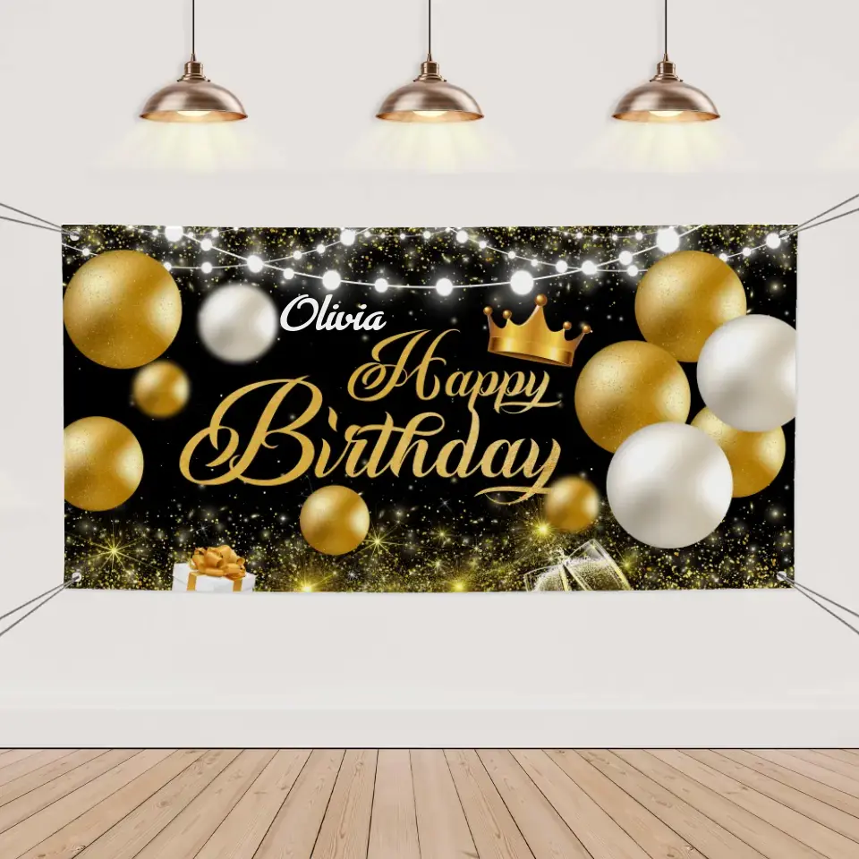 Happy Birthday Backdrop Banner - Personalised Party Banner - Gift For Birthday Person