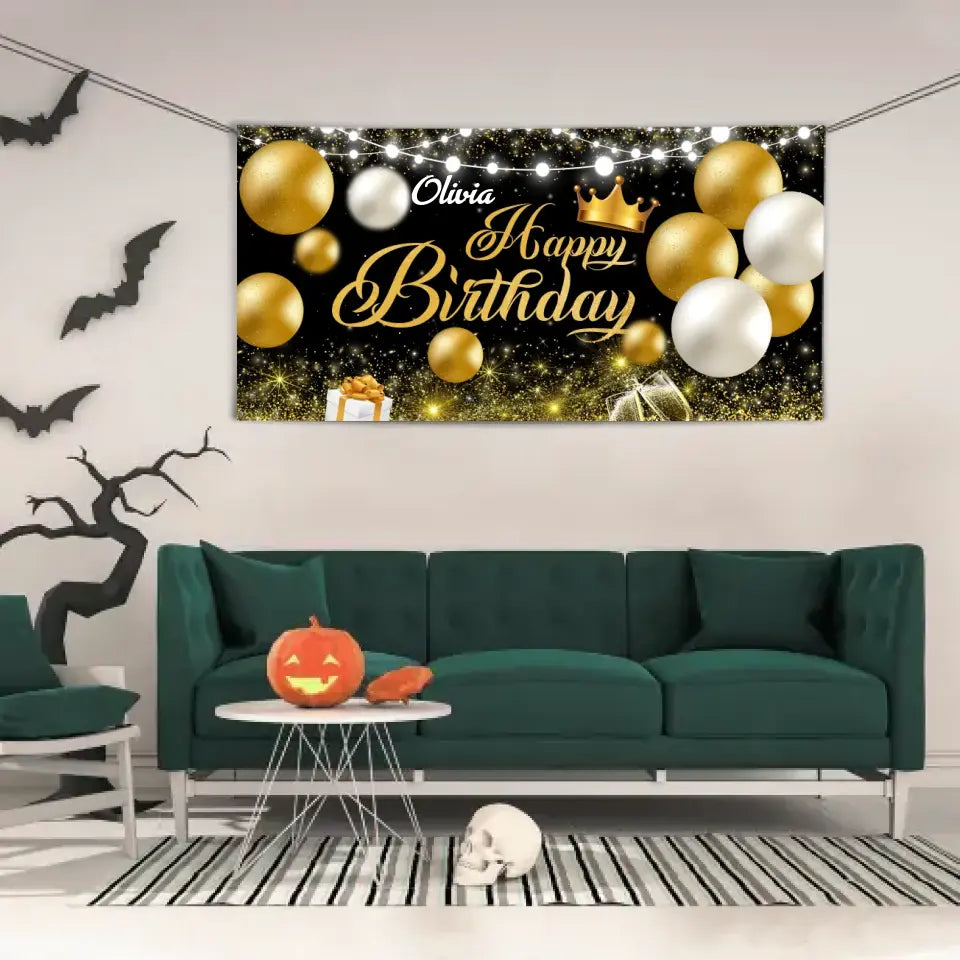 Happy Birthday Backdrop Banner - Personalised Party Banner - Gift For Birthday Person