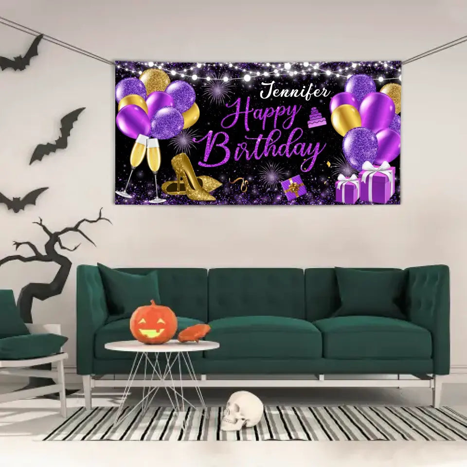 Happy Birthday - Personalised Firework Banner - Gift For Birthday Person,Party