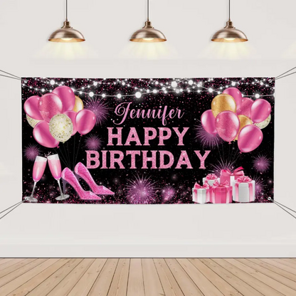 Happy Birthday - Personalised Firework Banner - Gift For Birthday Person,Party