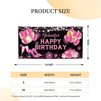 Happy Birthday - Personalised Firework Banner - Gift For Birthday Person,Party