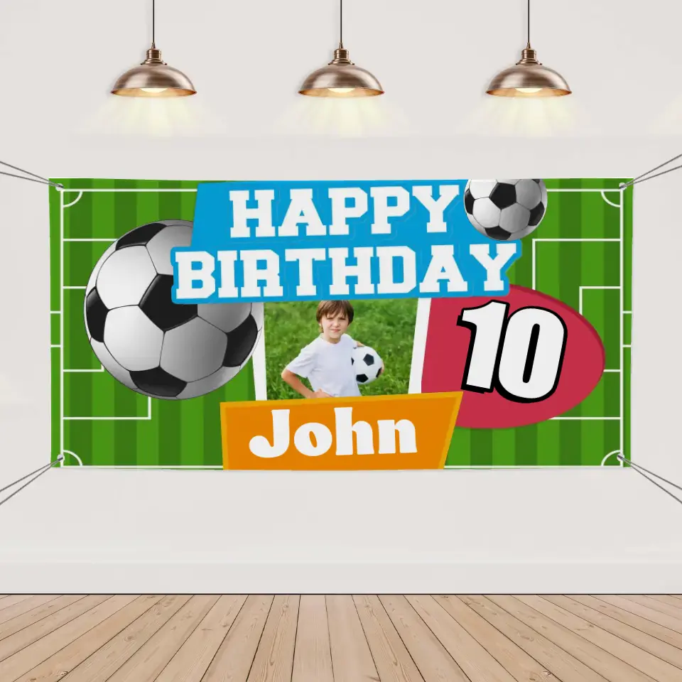 Custom Happy Birthday Banner - Personalized Soccer Banner - Gift For Children,Sports Enthusiasts