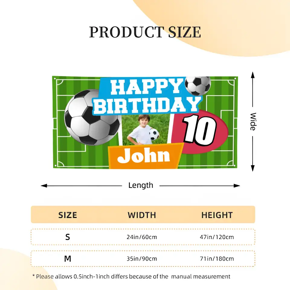 Custom Happy Birthday Banner - Personalized Soccer Banner - Gift For Children,Sports Enthusiasts