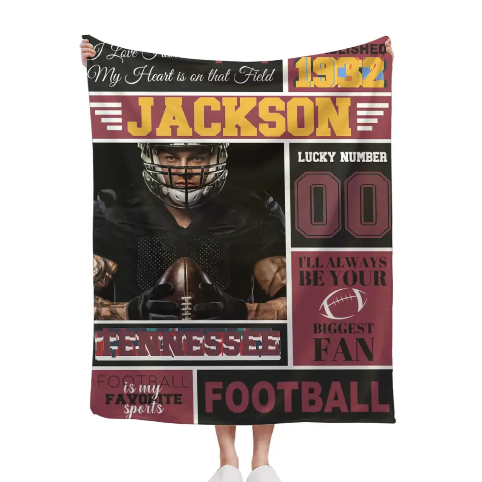 Any favorite footballers - Personalised blankets with picture, name and number - Gifts for Football Players,Fans