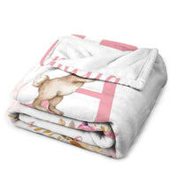 Personalized Baby Blanket with Name, Pink Bunny