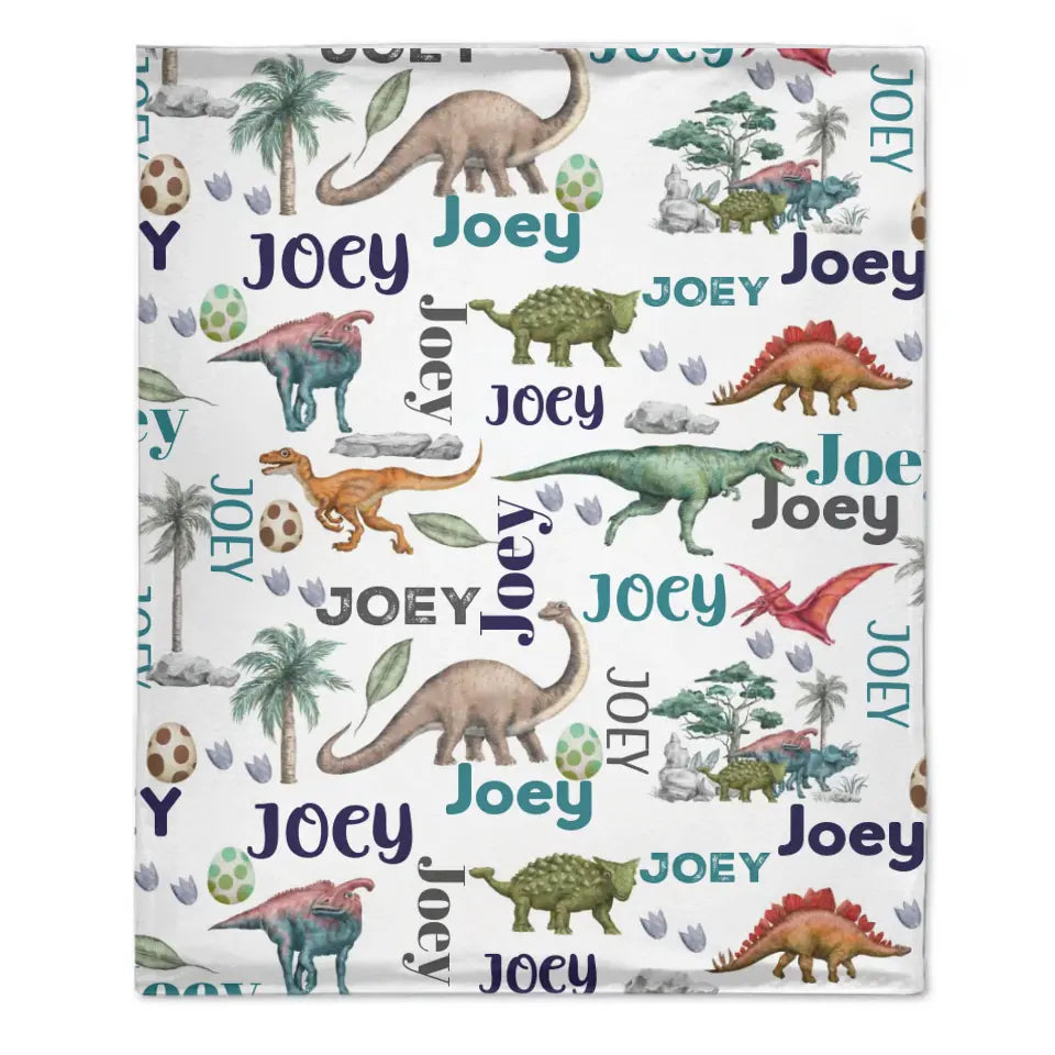 Dinosaur Century - Personalised Name Dinosaur Blanket - Gifts for Children,family