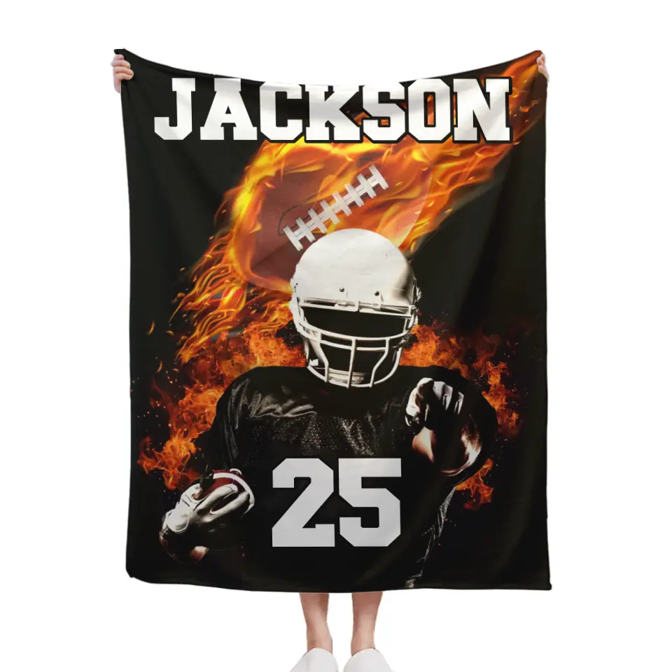 Football Player - Blankets Personalised Name And Number - Gifts for Football Players,Fans