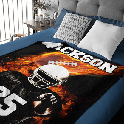 Football Player - Blankets Personalised Name And Number - Gifts for Football Players,Fans