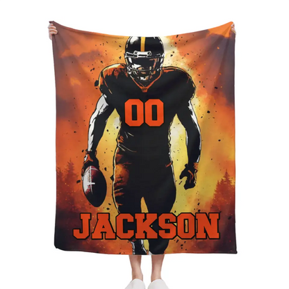 Football Player - Blankets Personalised Name And Number - Gifts for Football Players,Fans