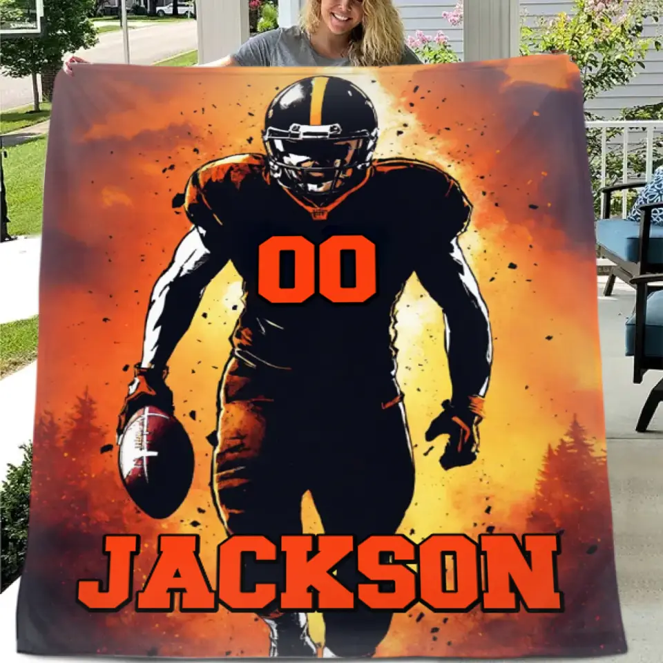 Football Player - Blankets Personalised Name And Number - Gifts for Football Players,Fans