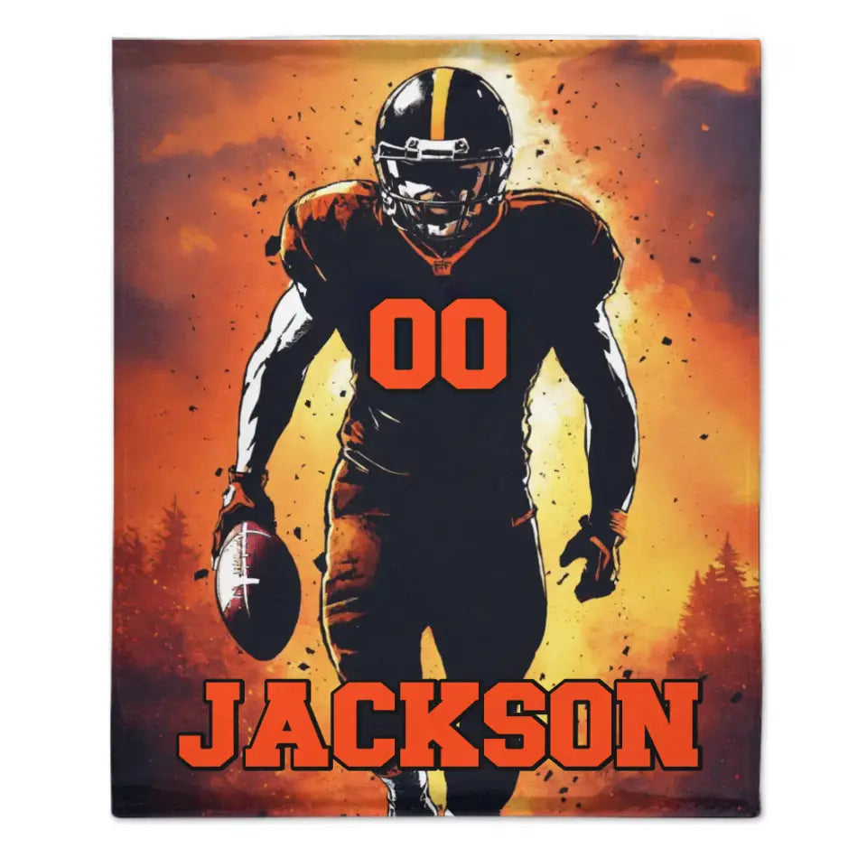 Football Player - Blankets Personalised Name And Number - Gifts for Football Players,Fans