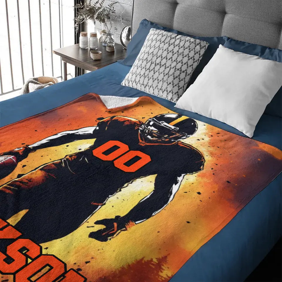 Football Player - Blankets Personalised Name And Number - Gifts for Football Players,Fans